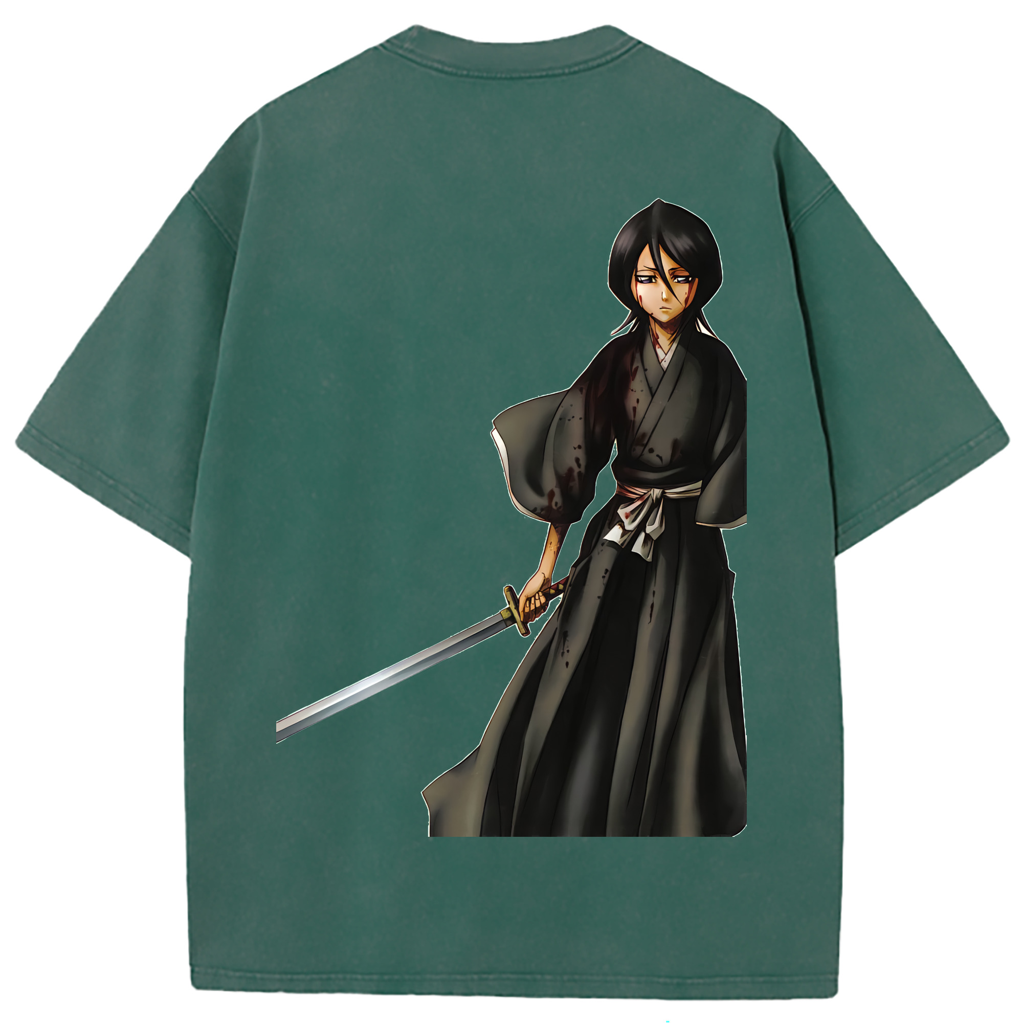（画像用） ブリーチ 朽木ルキア BLEACH Kuchiki Rukia 綿100% ヴィンテージ風 半袖Tシャツ（背面プリント）